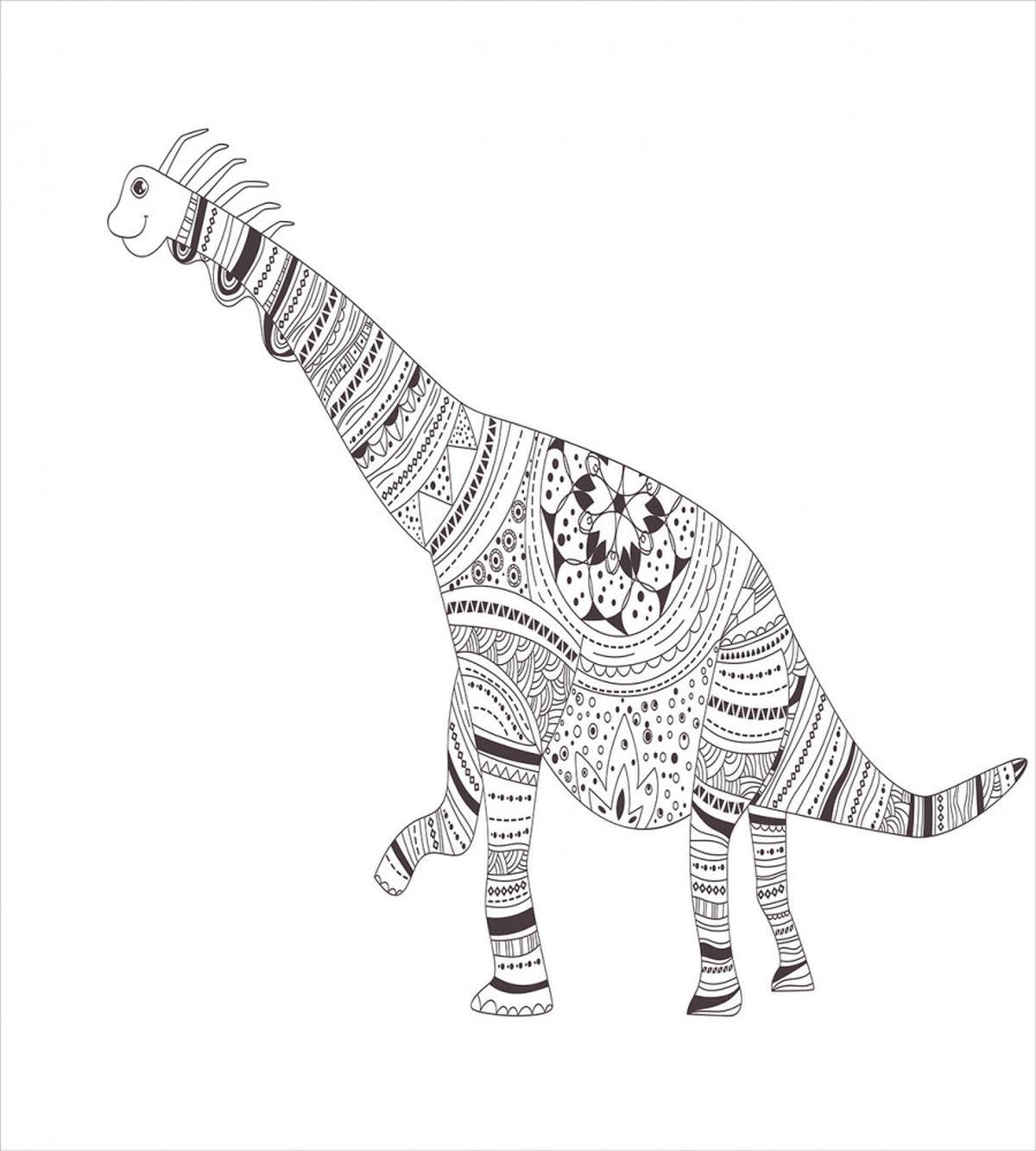 Monochrome Zentangle Dinosaur — Pattern
