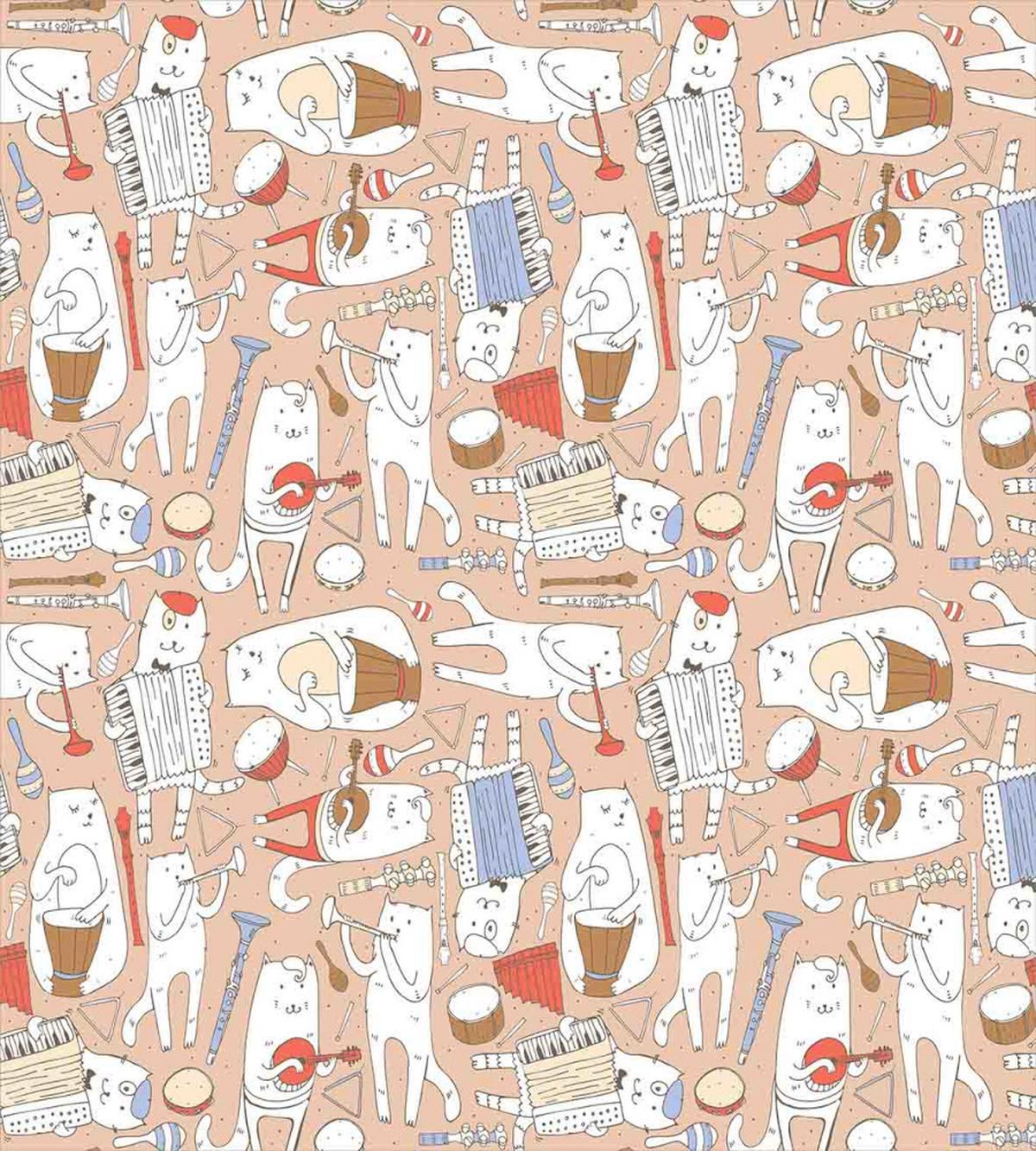 Musician Cats Cartoon — Pattern