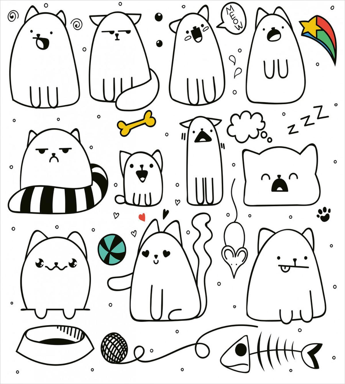 Sketchy Cats with Toys — Pattern
