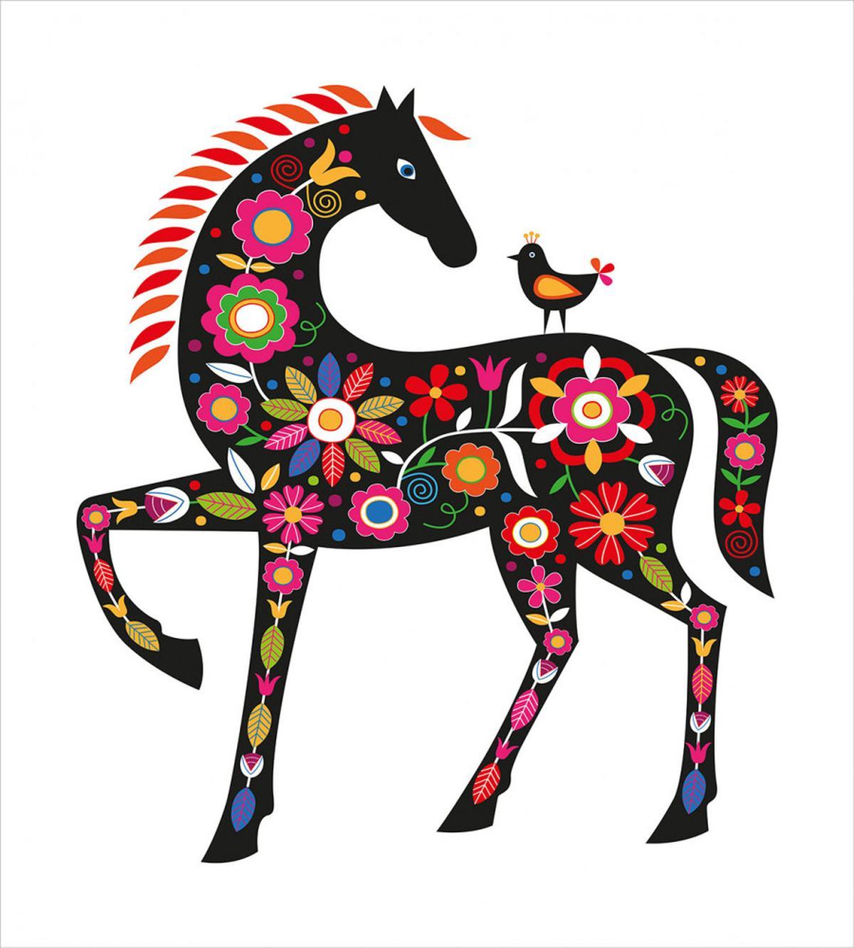 Floral Ornate Horse Bird — Pattern