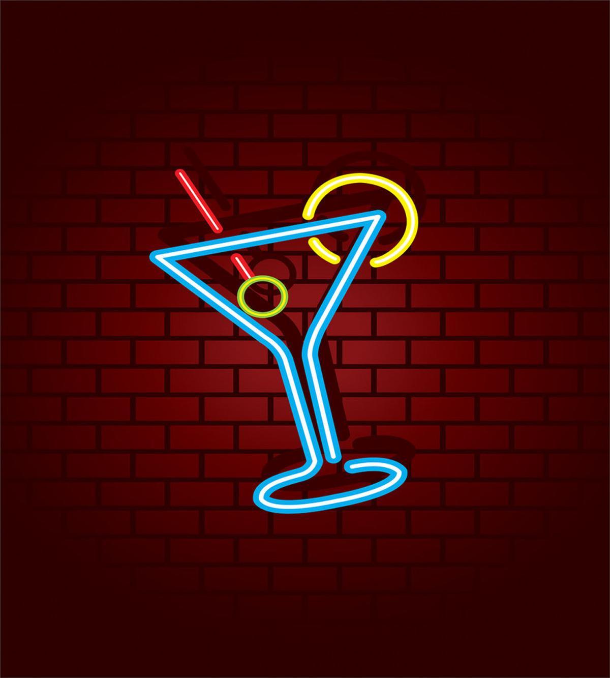 Cocktail Glass over Brick Wall — Pattern