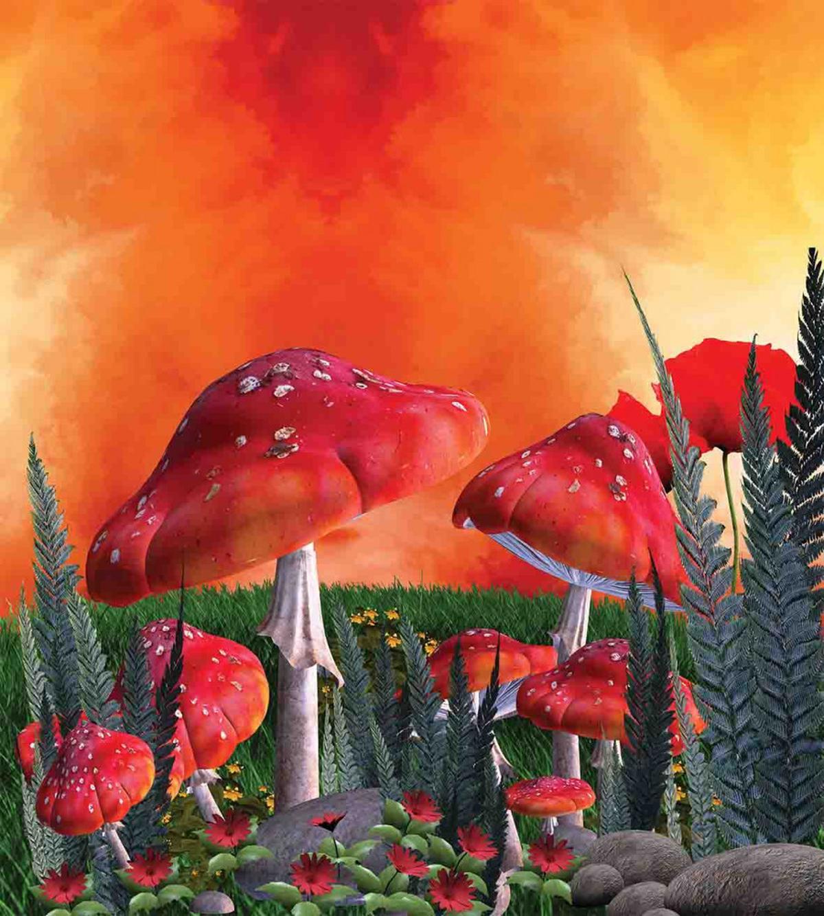Clouds Leaves Poppies — Pattern