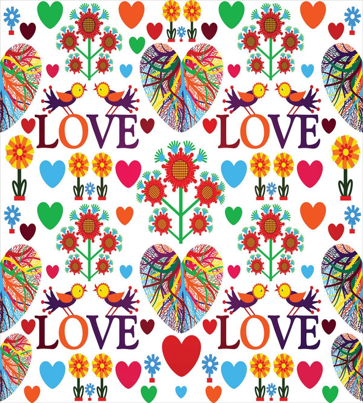 Colorful Blooms Birds — Pattern