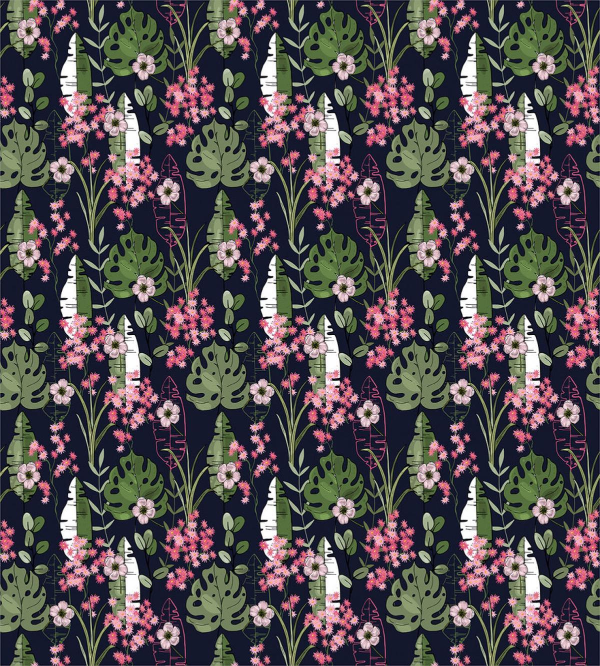Palm Leaves Flowers — Pattern