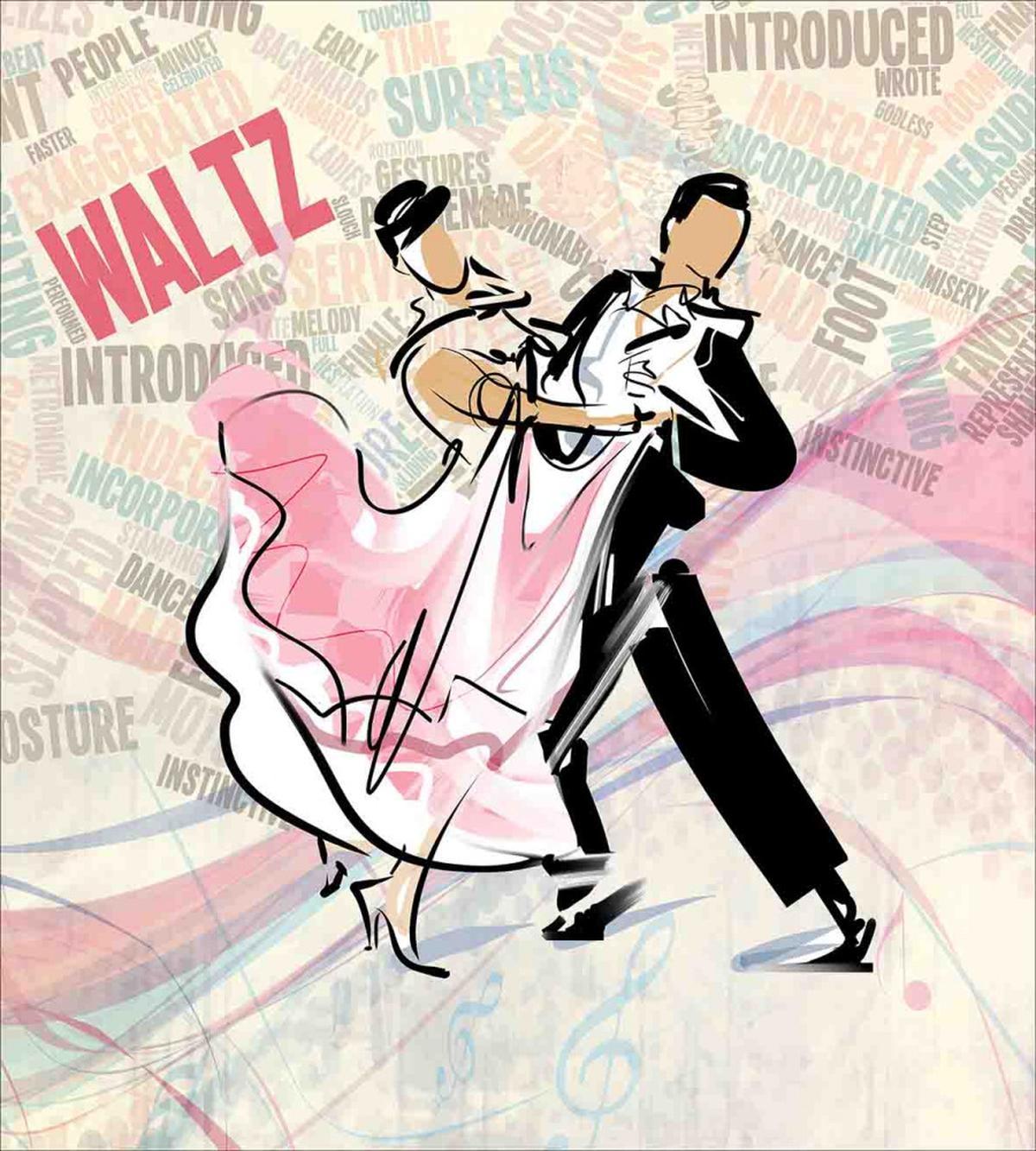 Romantic Dancing Couple Words — Pattern