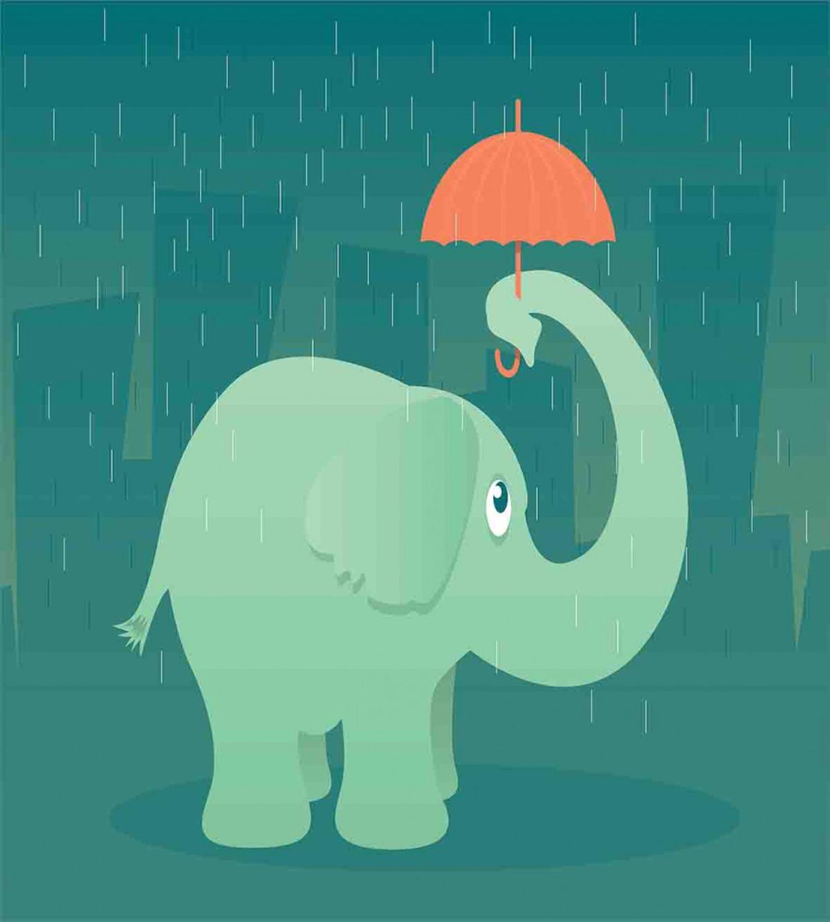 Elephant Holding Umbrella — Pattern