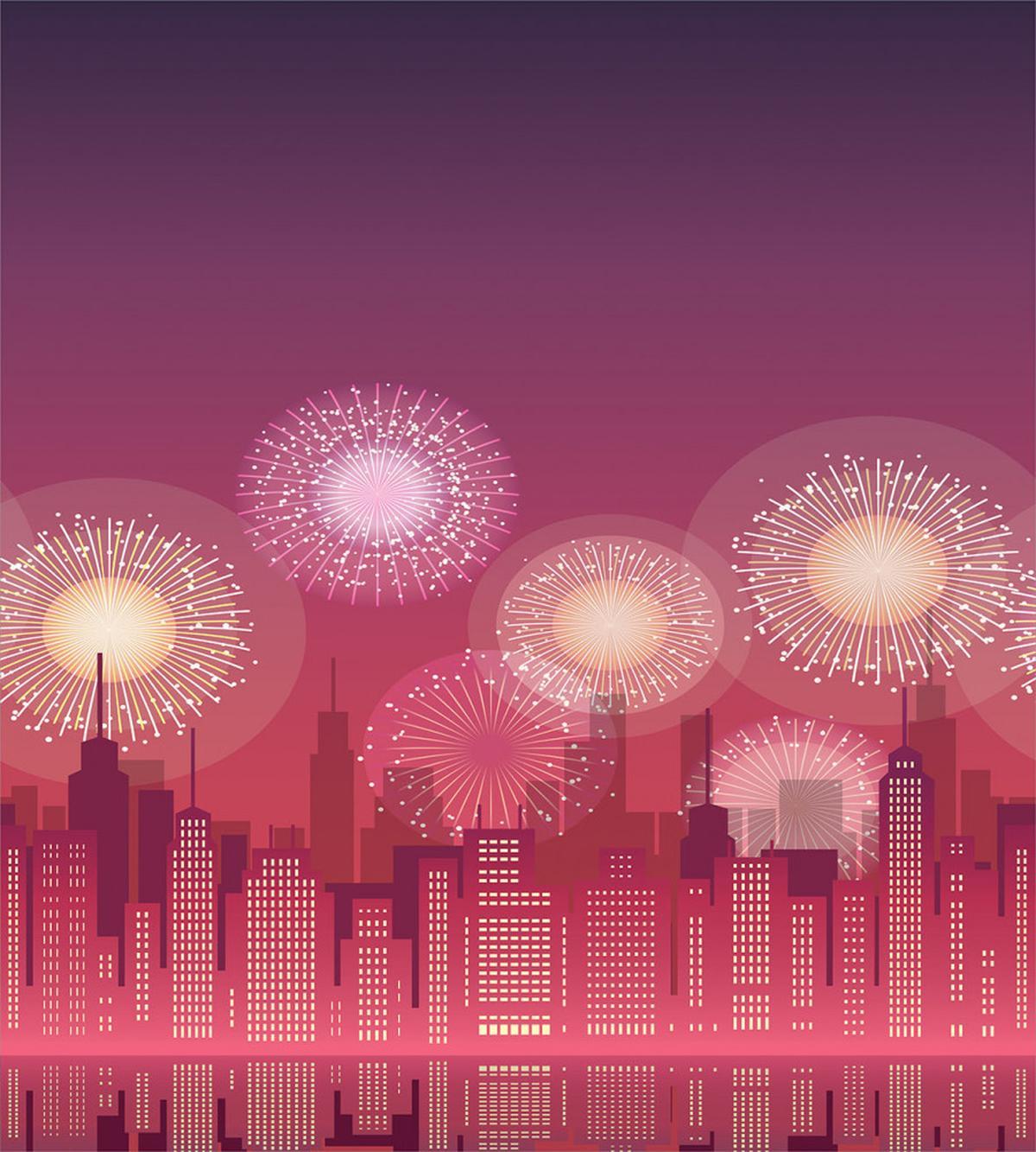 Cityscape Fireworks — Pattern