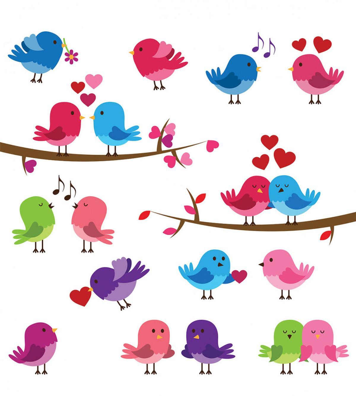 Colorful Birds Love Pattern — Pattern