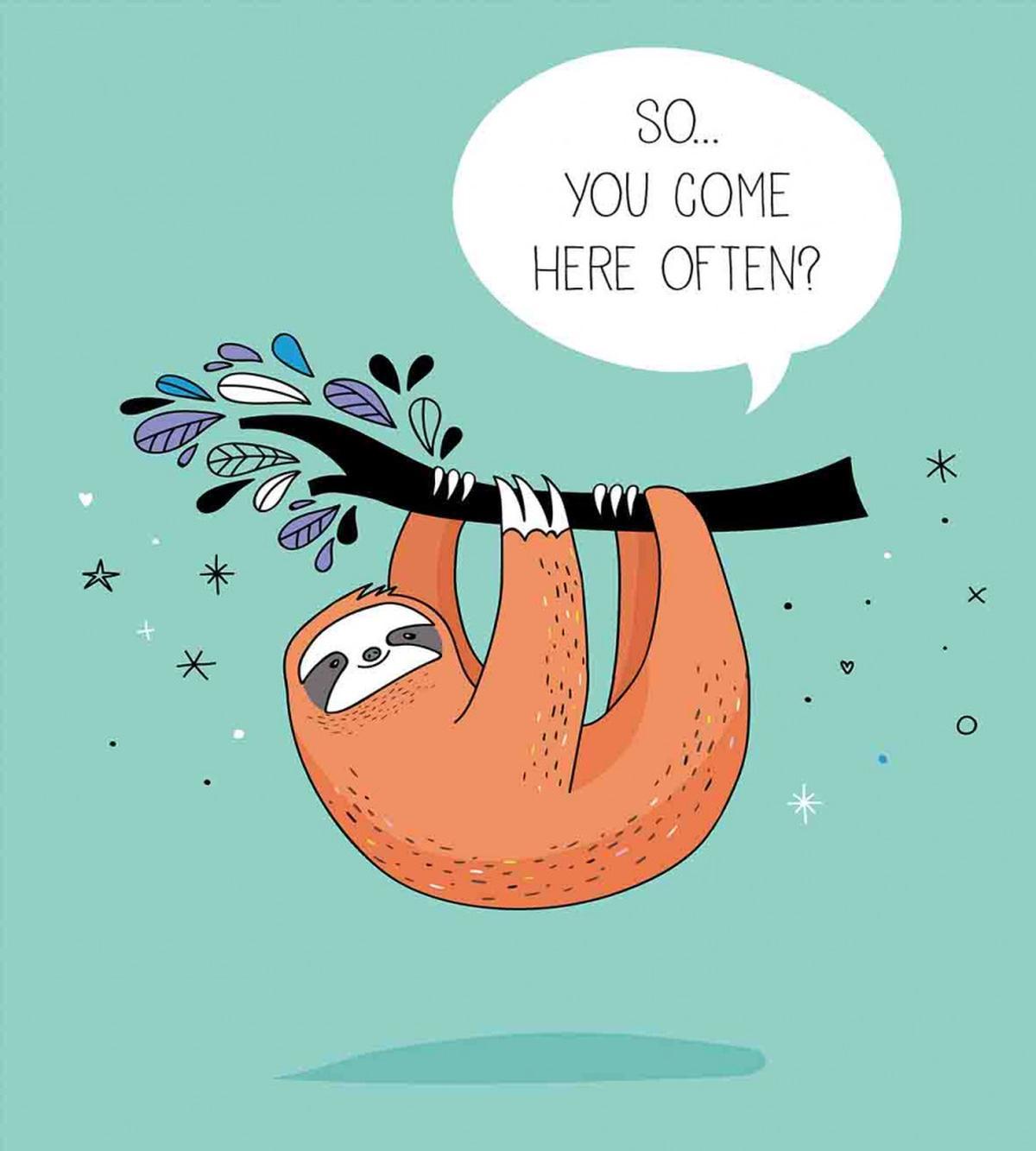 Flirty Sloth Cartoon — Pattern