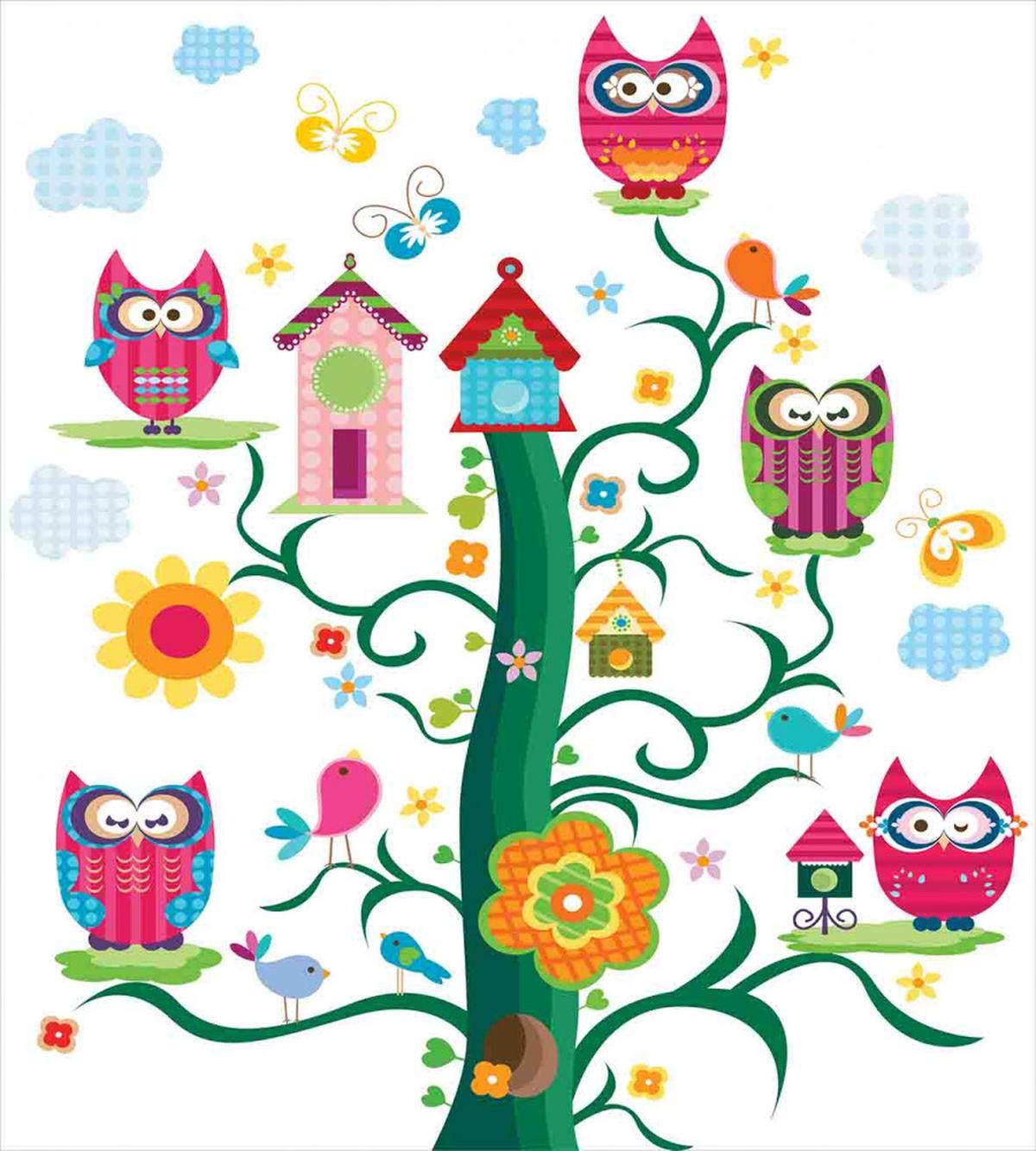 Owls on Tree with Dots — Pattern