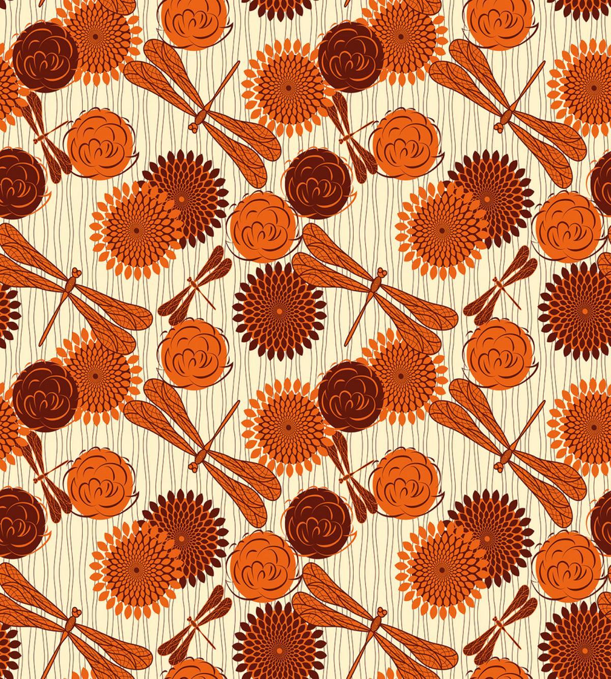 Orange Flowers Dragonfly — Pattern