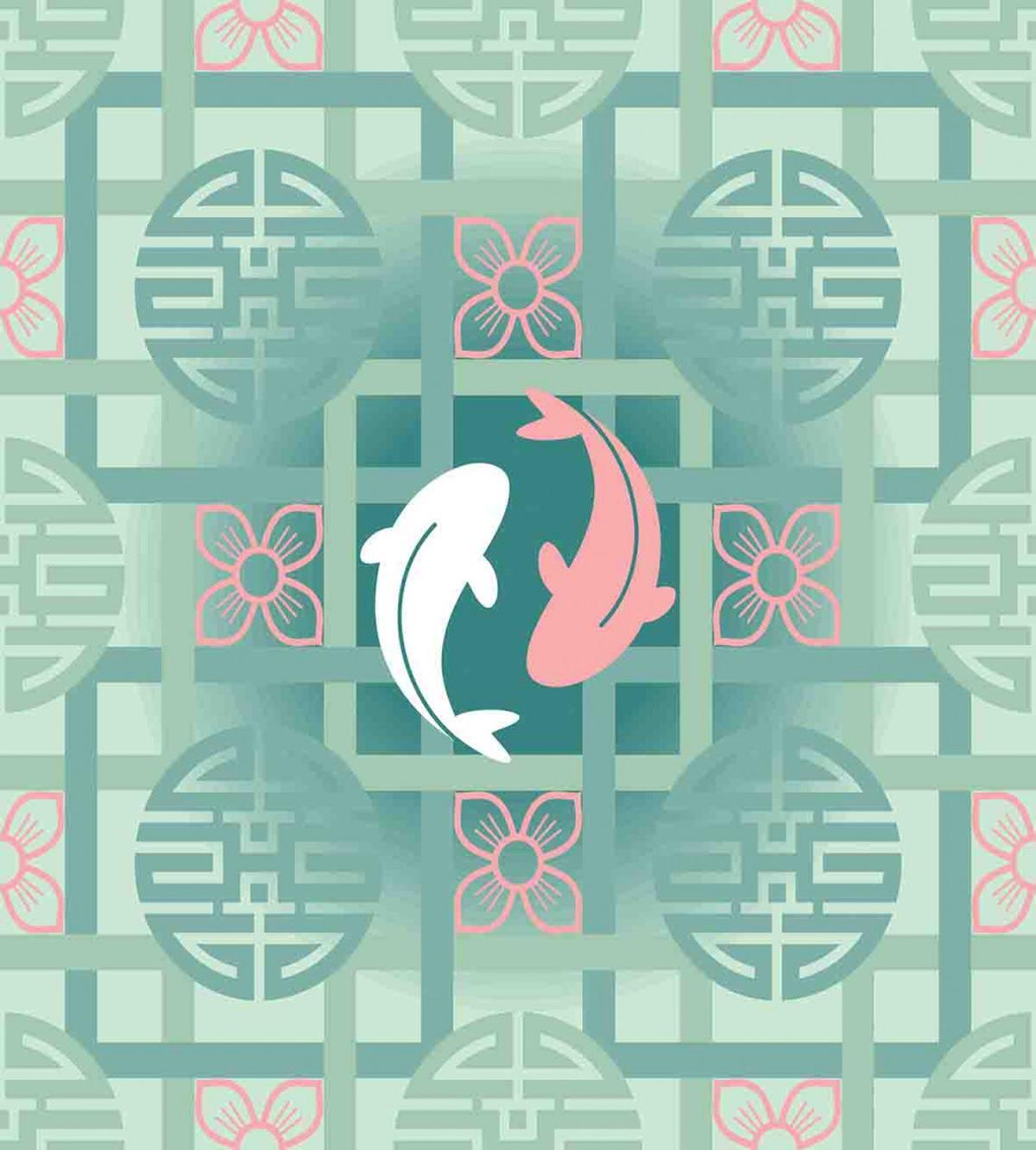 Dolphin Couple Asian — Pattern