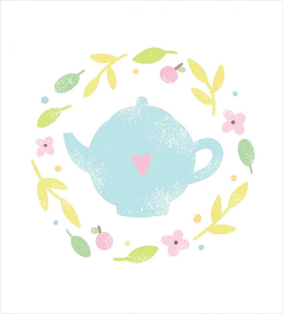 Grungy Teapot Floral Wreath — Pattern