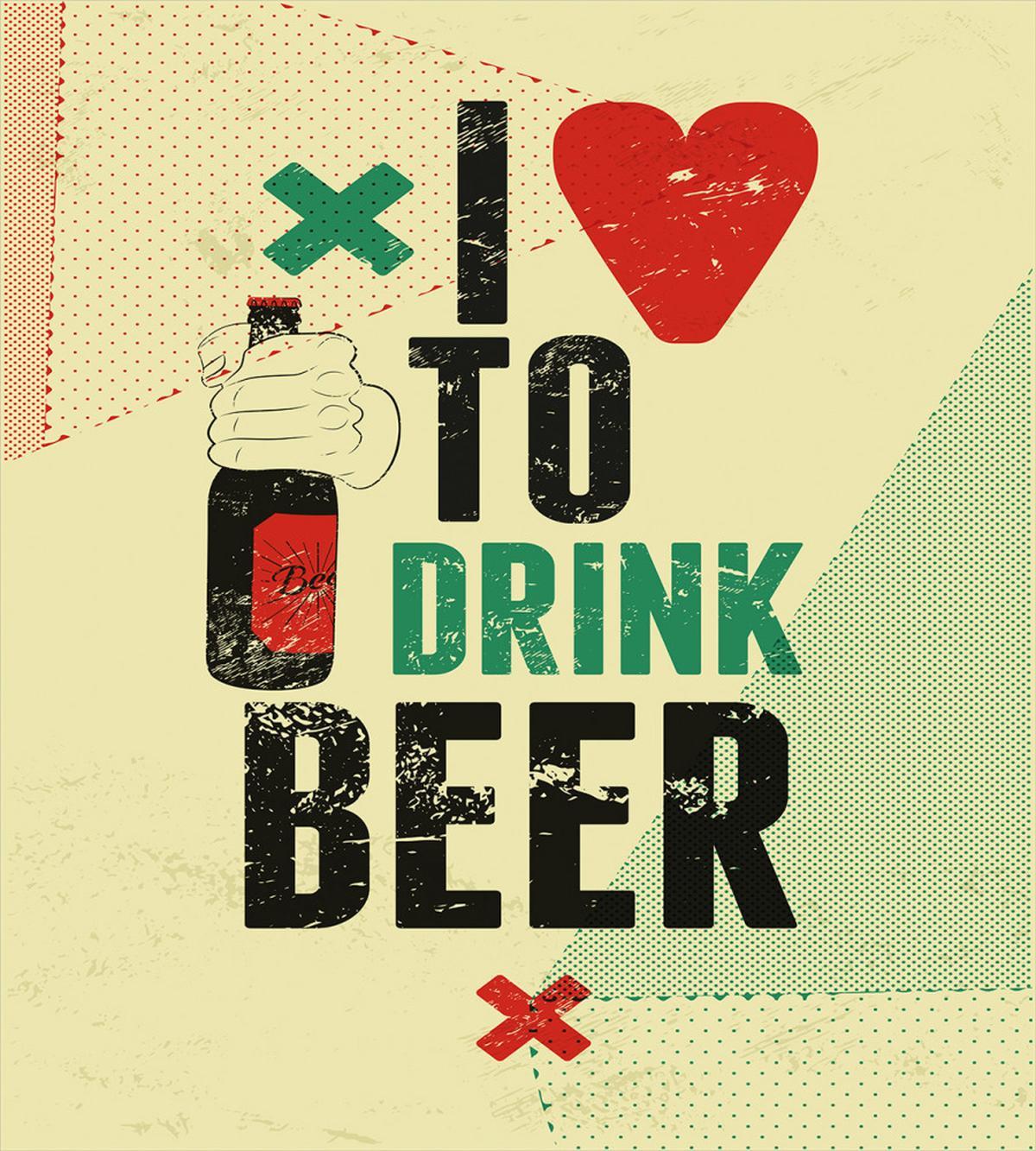Love Beer Grunge Hand — Pattern