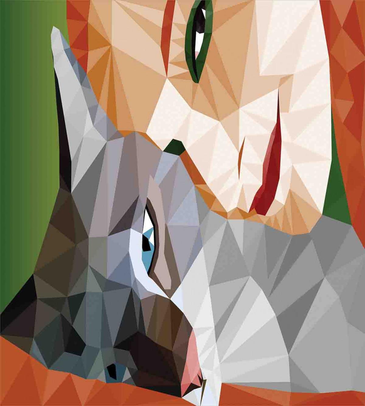 Geometric Mosaic Kitten — Pattern