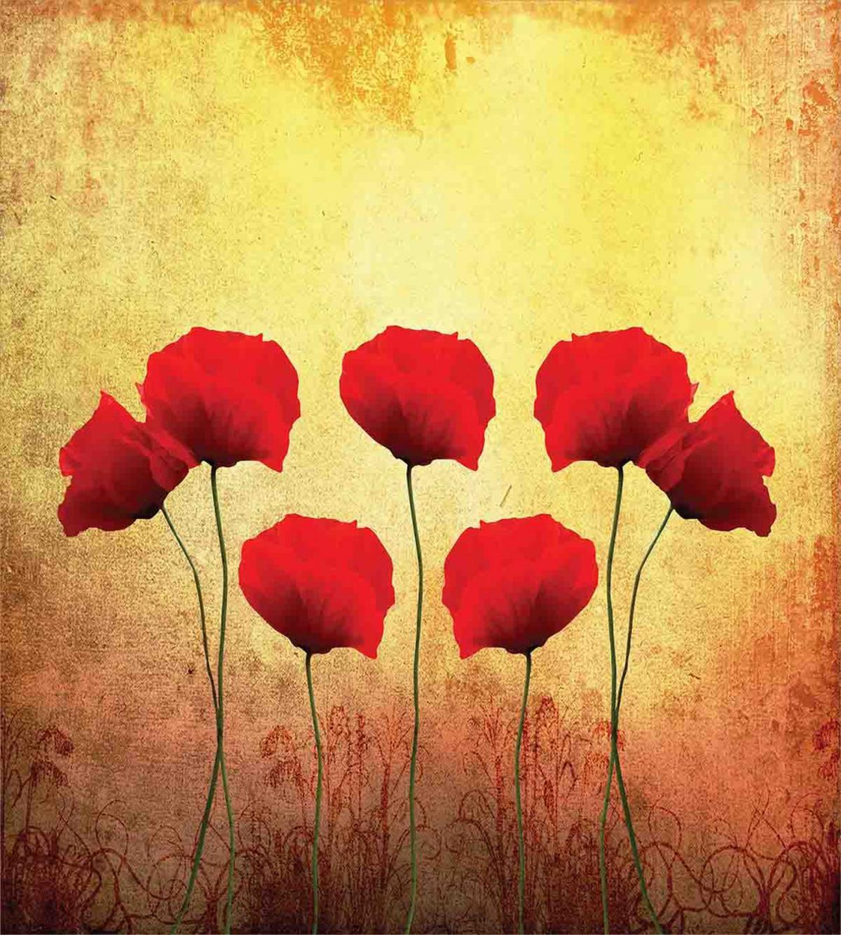 Retro Poppy Flowers — Pattern