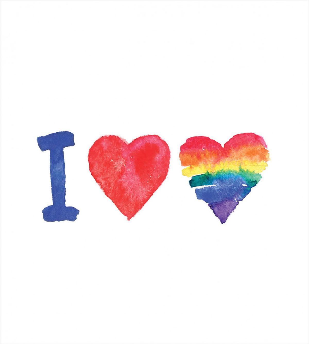 Watercolor I Love LGBT Homo — Pattern