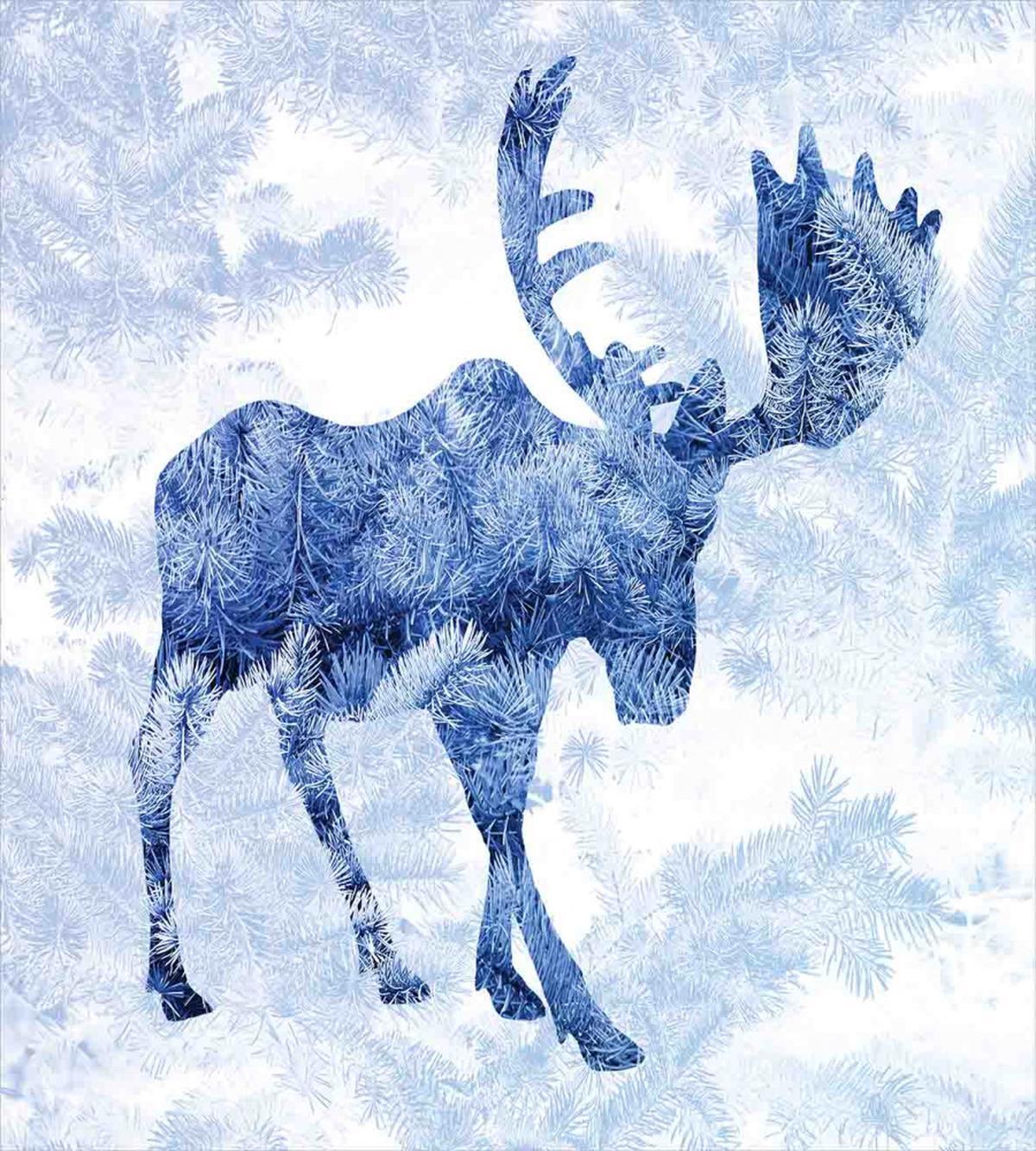 Blue Winter Antlers Tree — Pattern