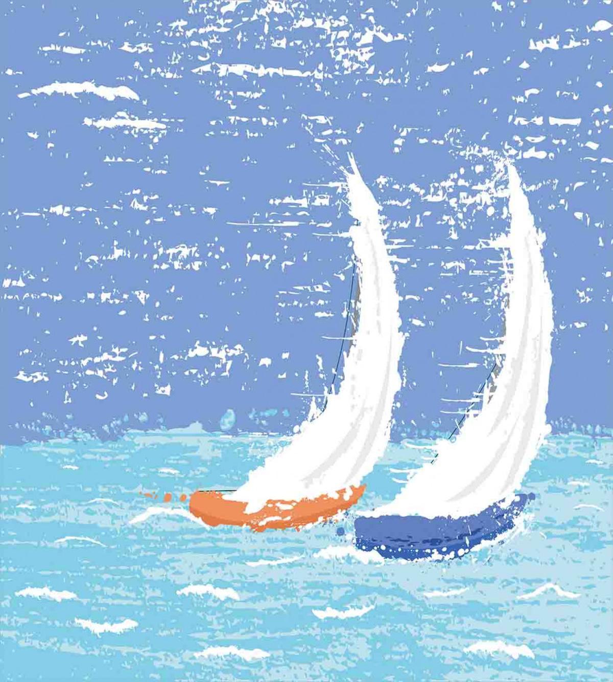 Grunge Sailboats Ocean — Pattern