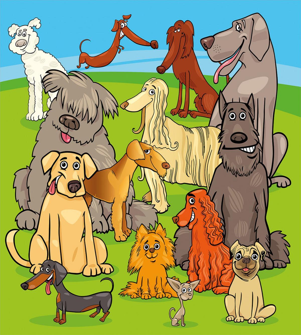 Nursery Funny Happy Dogs — Pattern