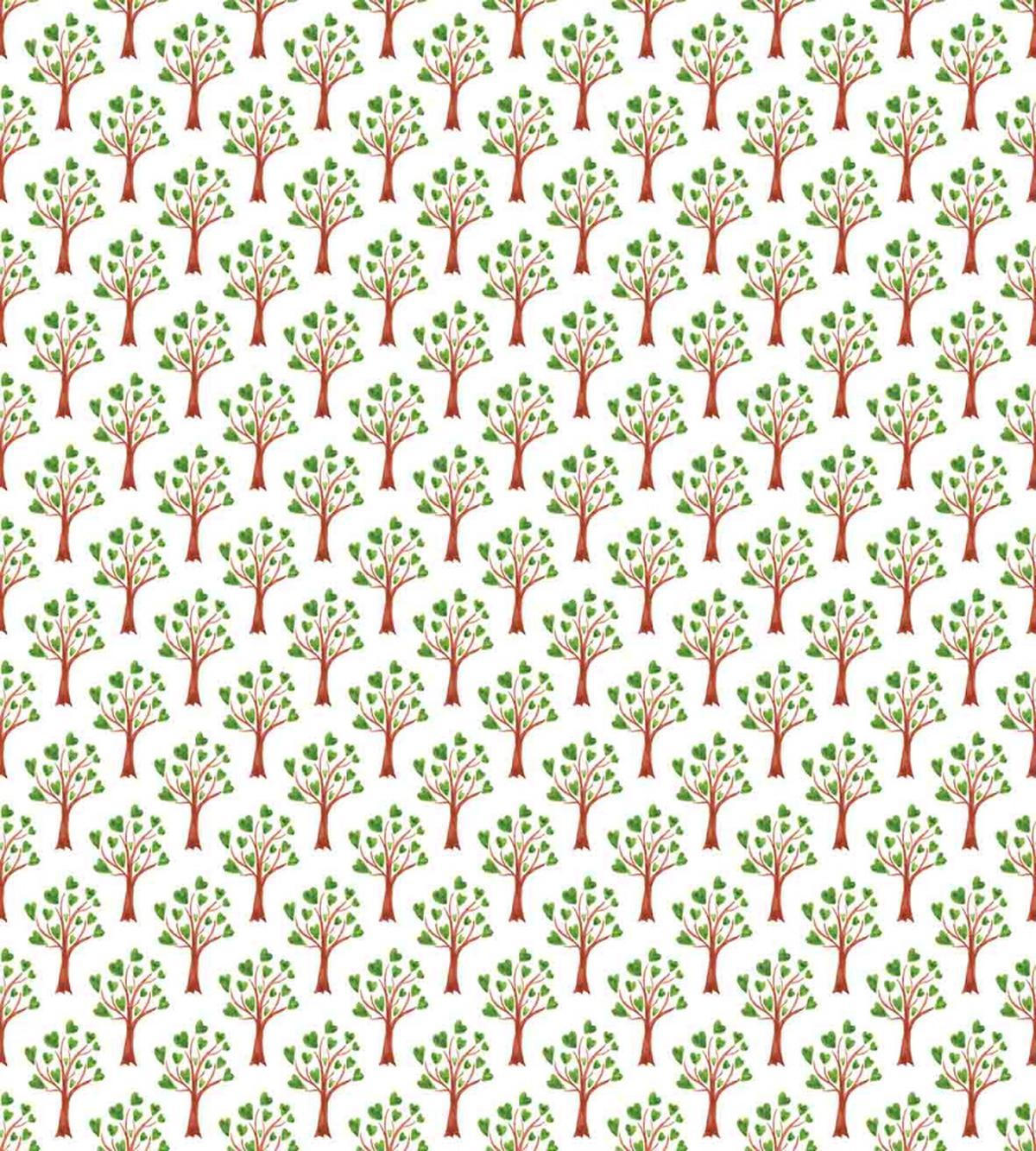 Heart Leaves Tree Watercolor — Pattern