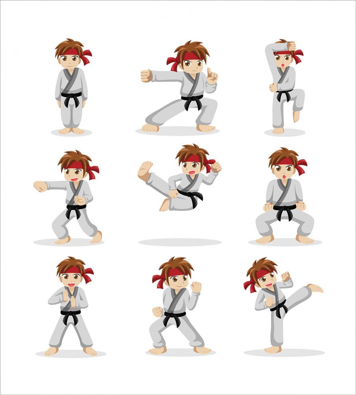 Martial Arts Boy Cartoon — Pattern