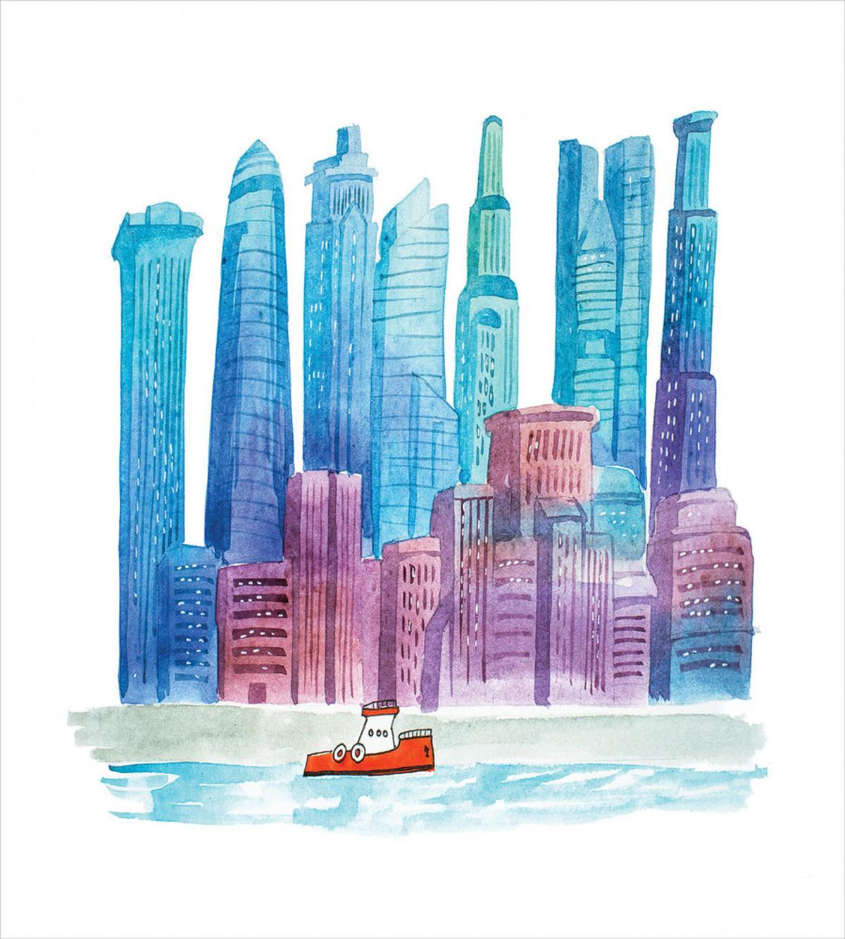 Skyline Boat in the River — Pattern