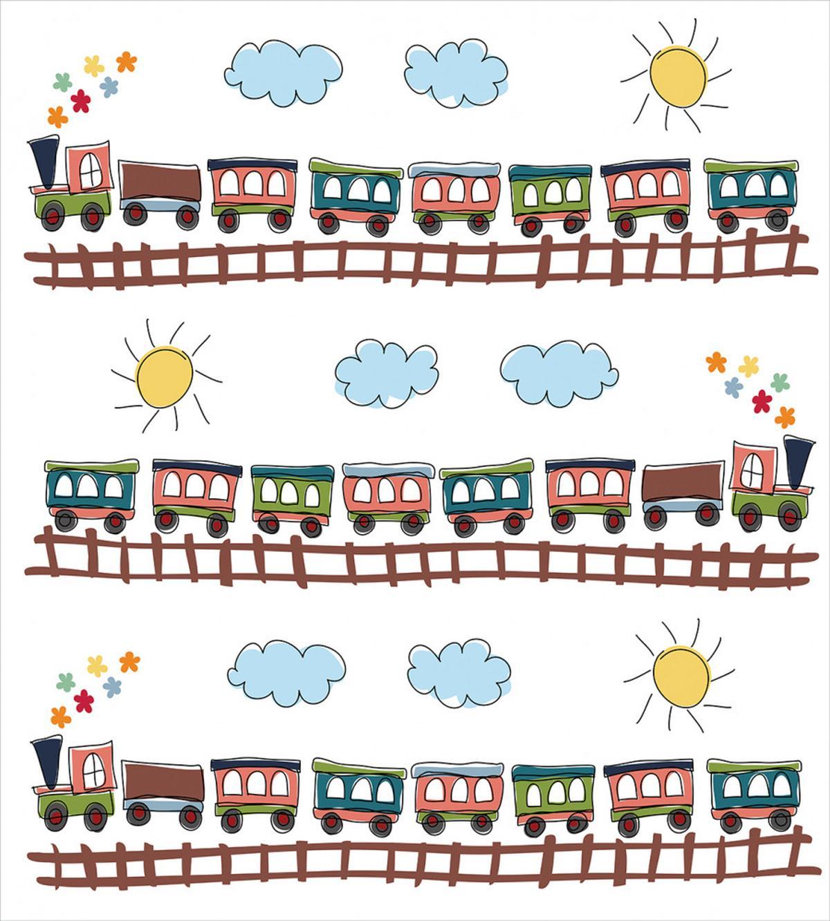 Cartoon Train Tracklines — Pattern