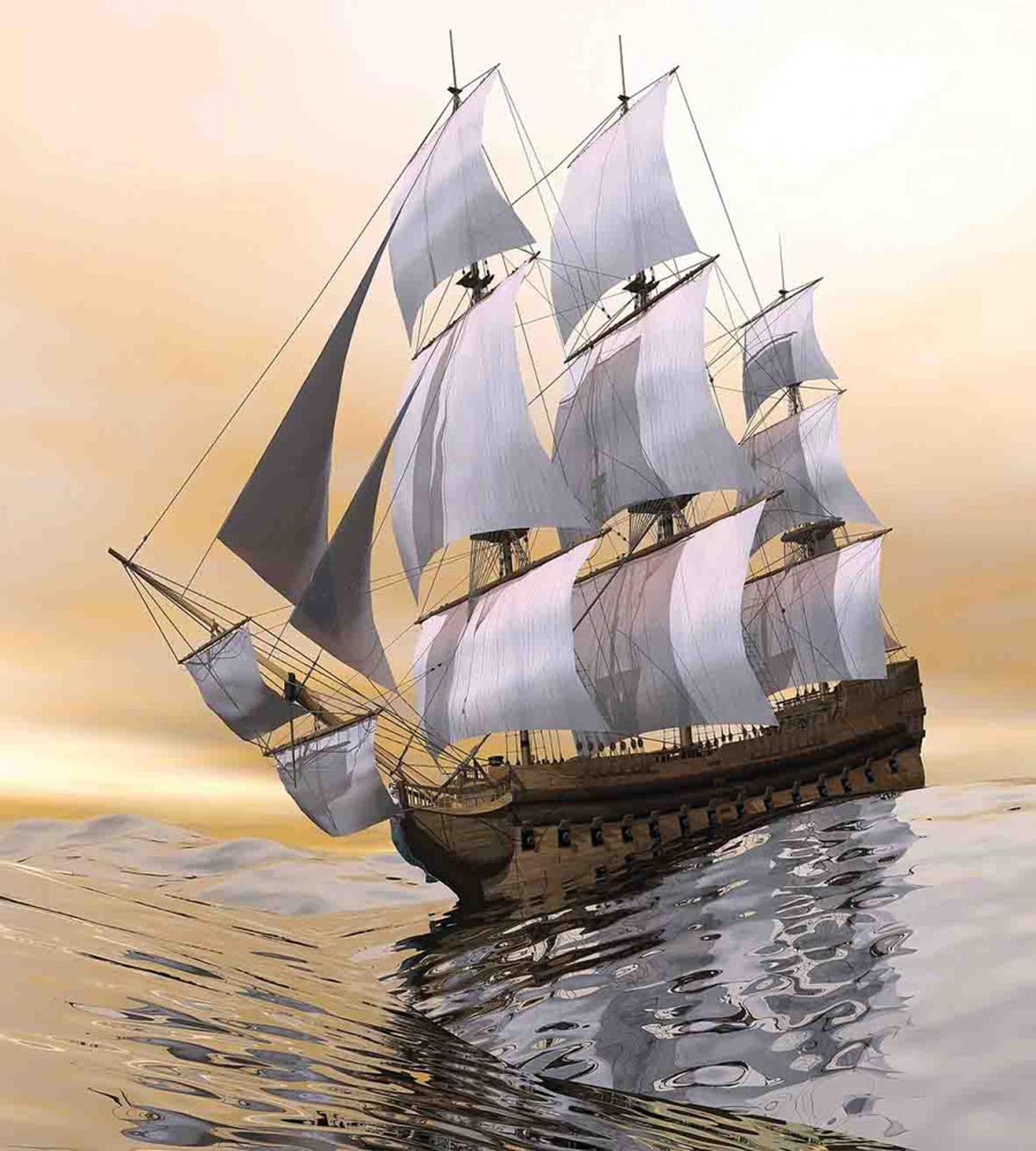 Ship Sailing on Ocean — Pattern