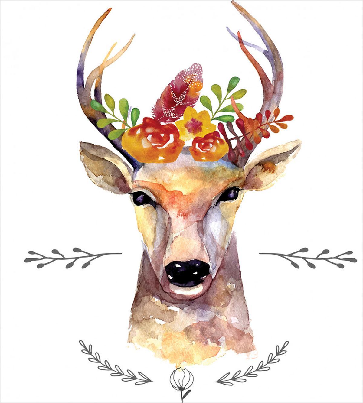 Watercolor Deer Rustic — Pattern