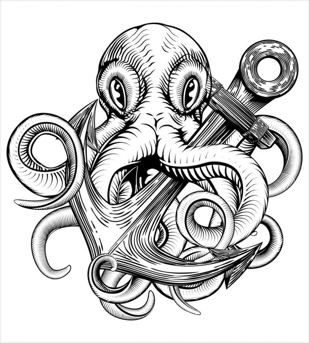 Octopus Ship Sketch — Pattern