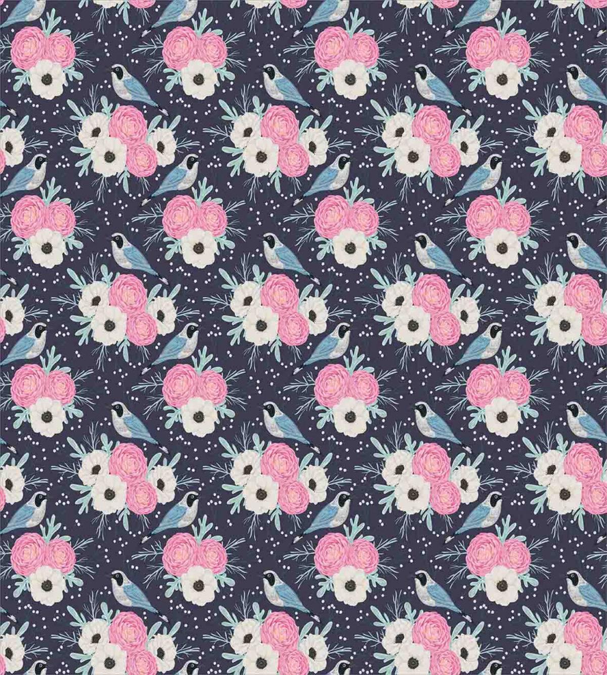 Winter Flowers Birds — Pattern