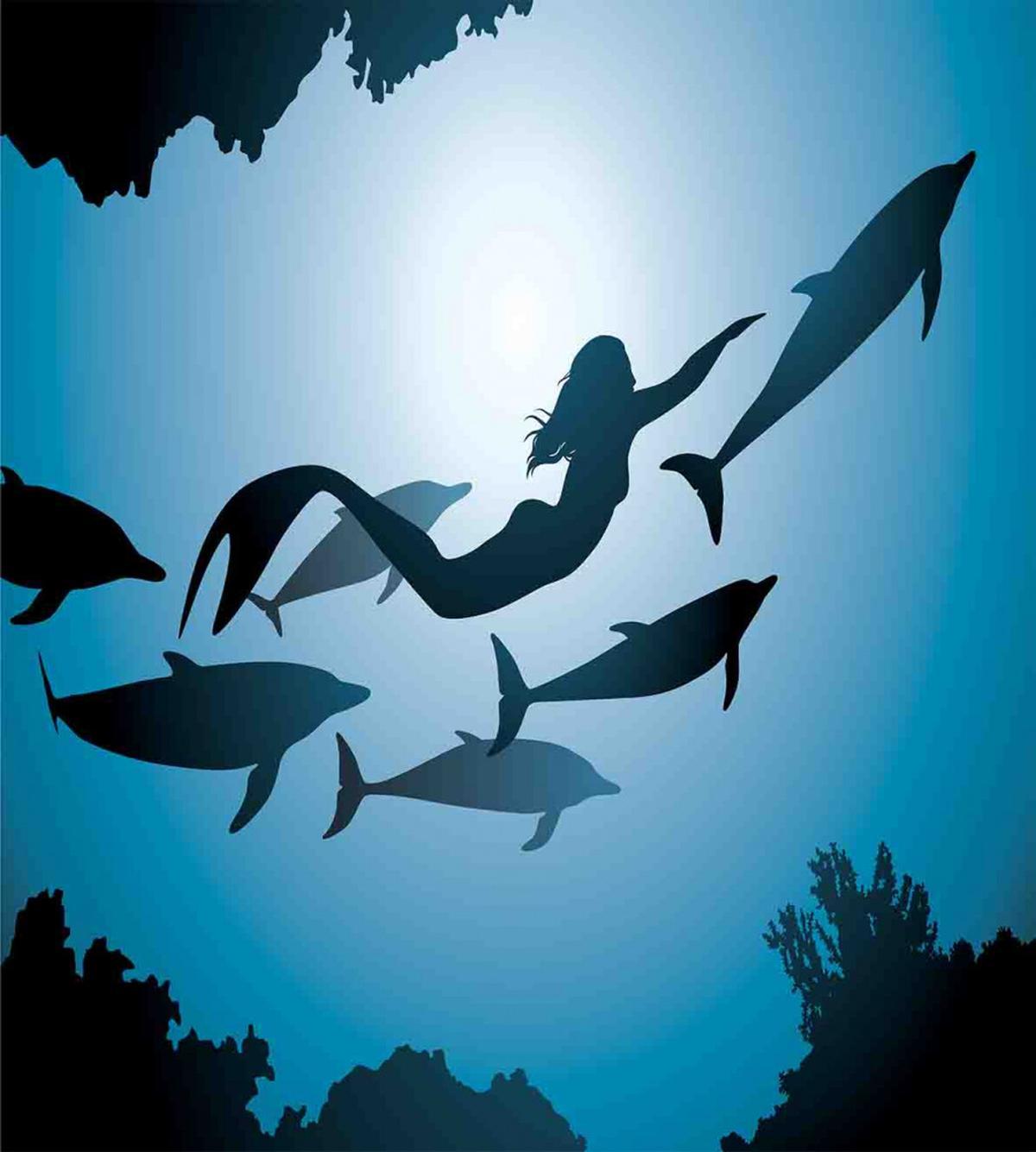 Mermaid and Dolphins — Pattern