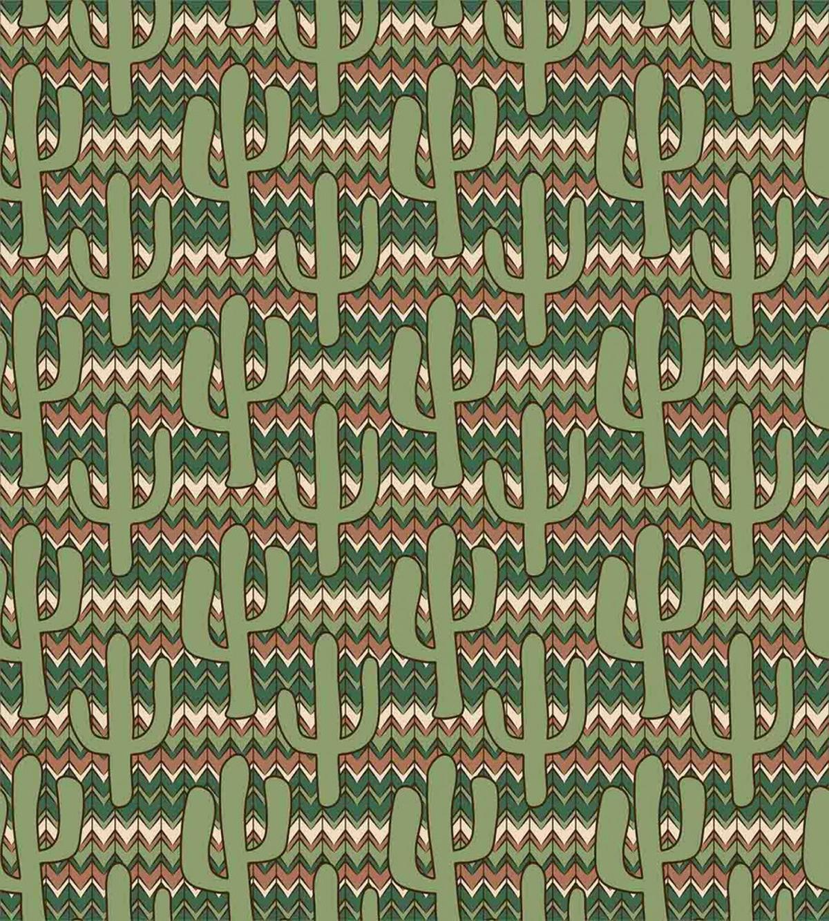 Cartoon Saguaro Zigzag — Pattern