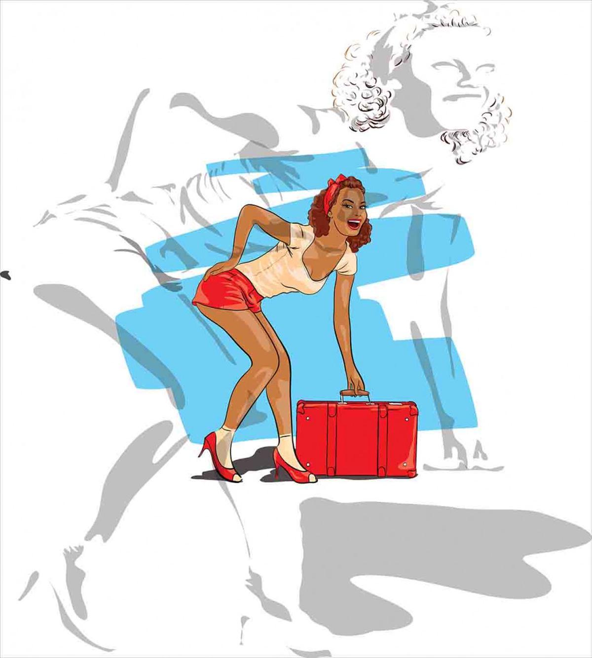 Girl and Suitcase — Pattern