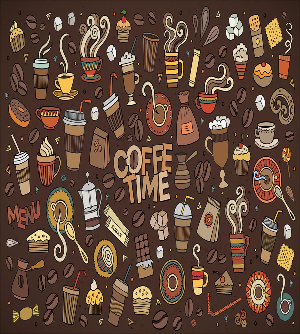 Hand Drawn Doodle Coffee — Pattern
