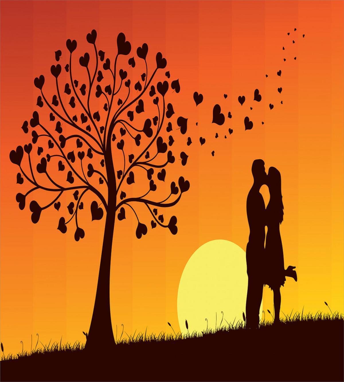 Love Tree Romantic Couple — Pattern