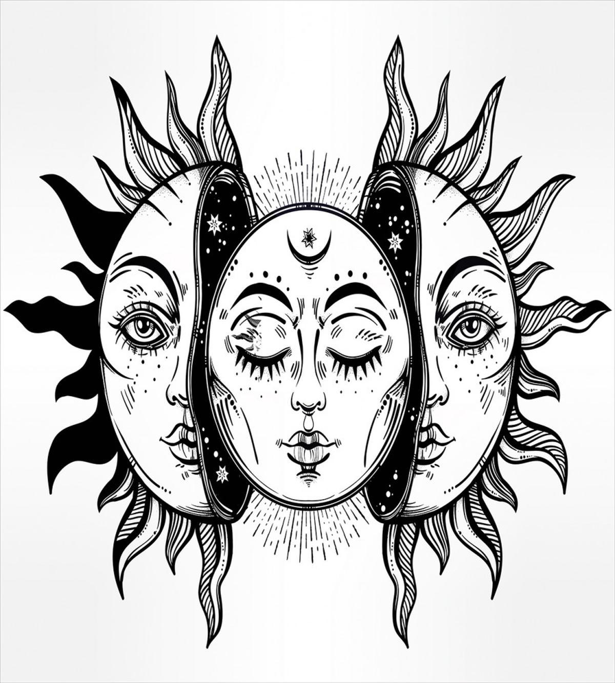 Monochrome Sun and Moon — Pattern