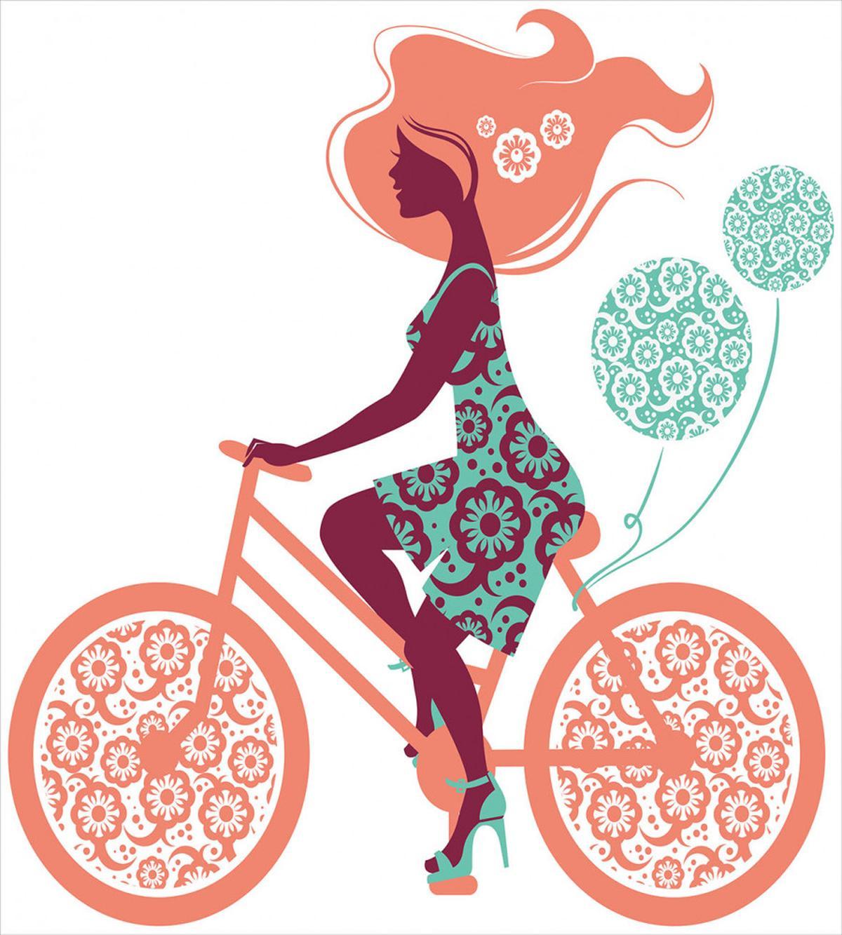 Coral Flowers Bikes Girl — Pattern