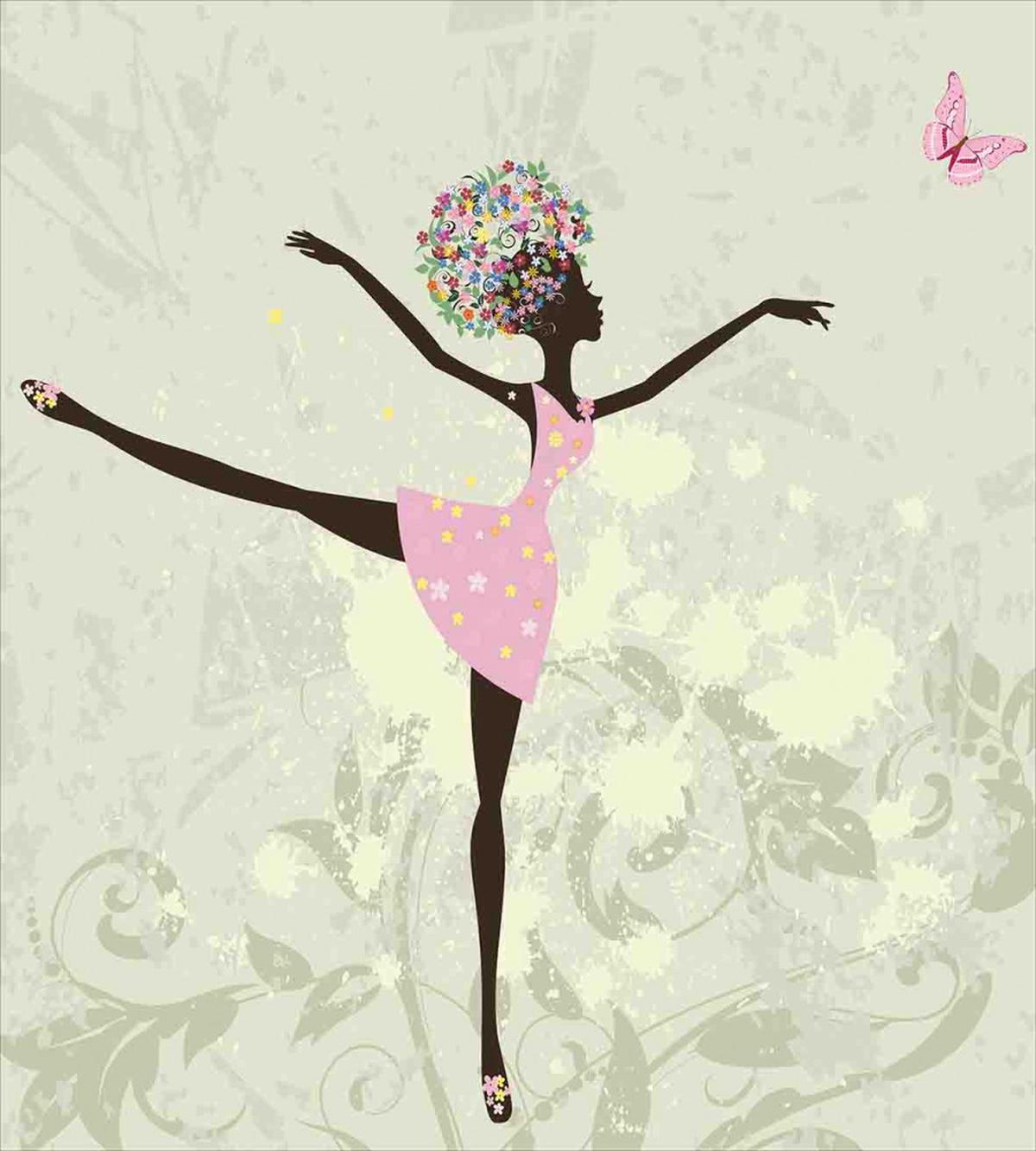 Afro Girl with Floral Hair — Pattern