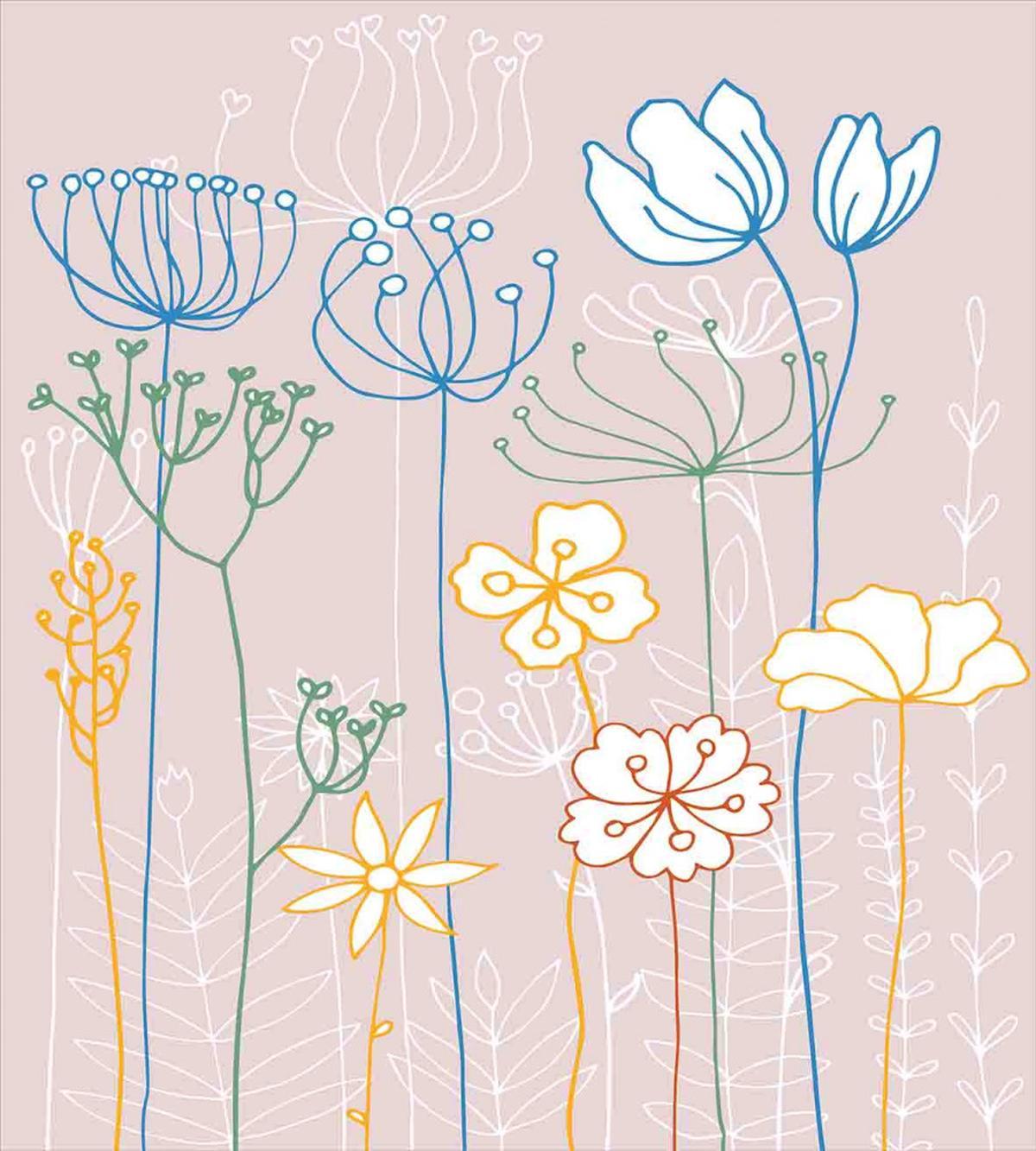 Flowers with Colorful Stems — Pattern