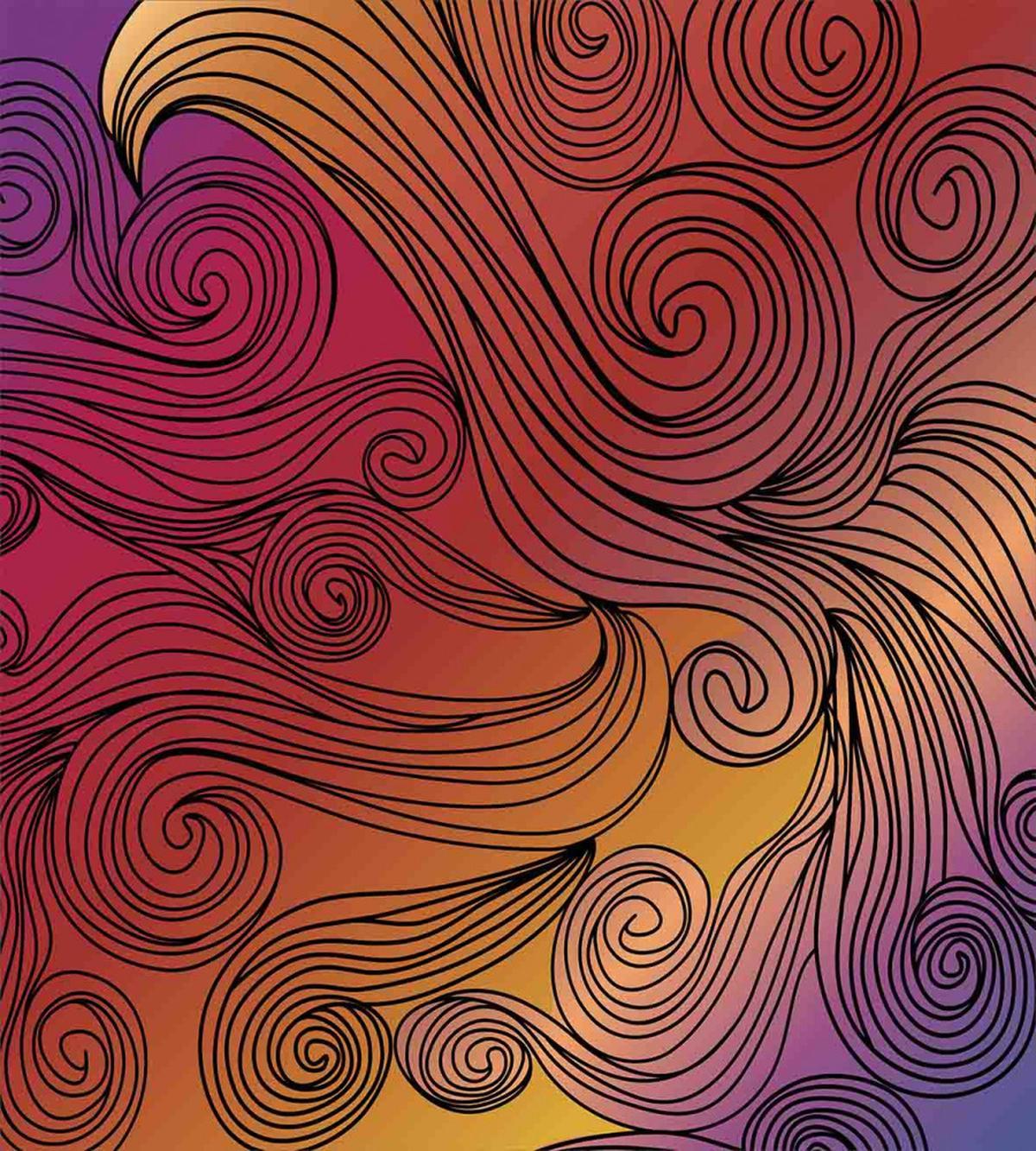 Doodle Waves with Stripes — Pattern