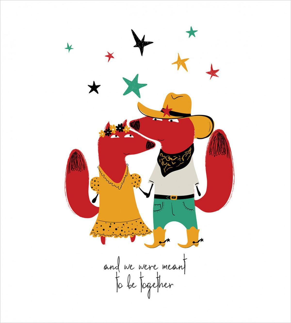 Animal Couple Romantic Words — Pattern