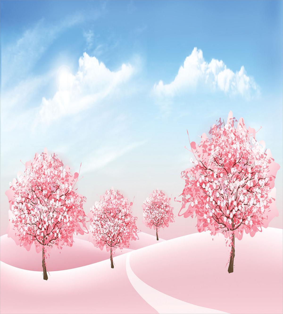 Blooming Sakura Trees Scene — Pattern