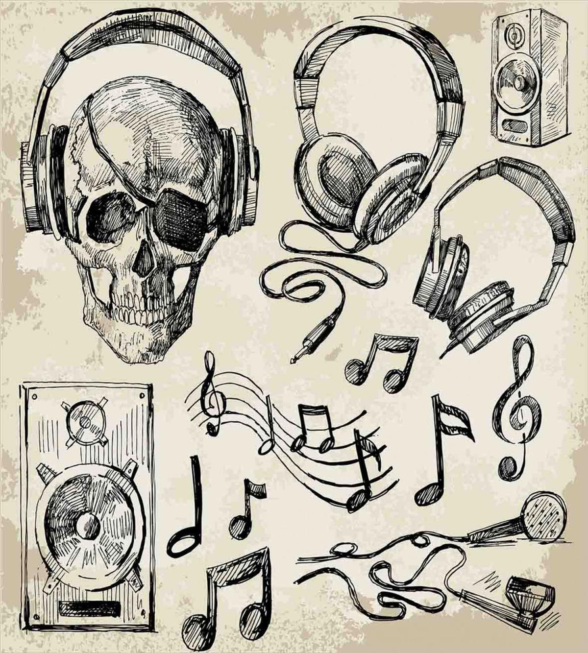 Music Hipster Skull — Pattern