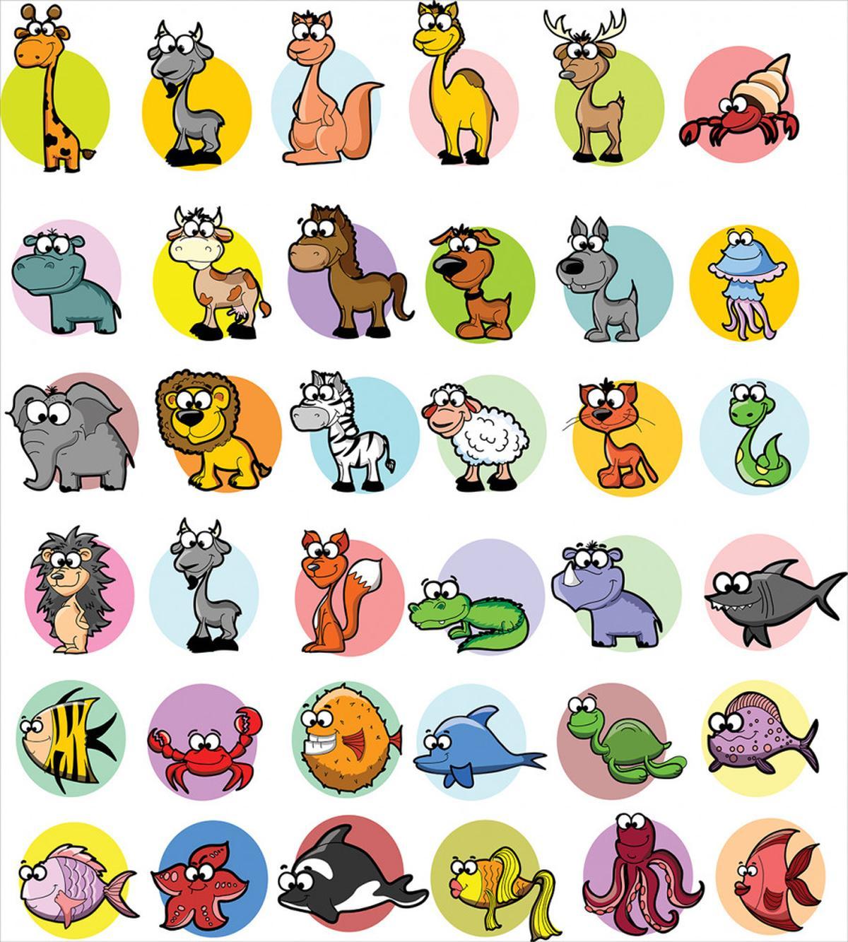 Funny Cartoon Animals Set — Pattern