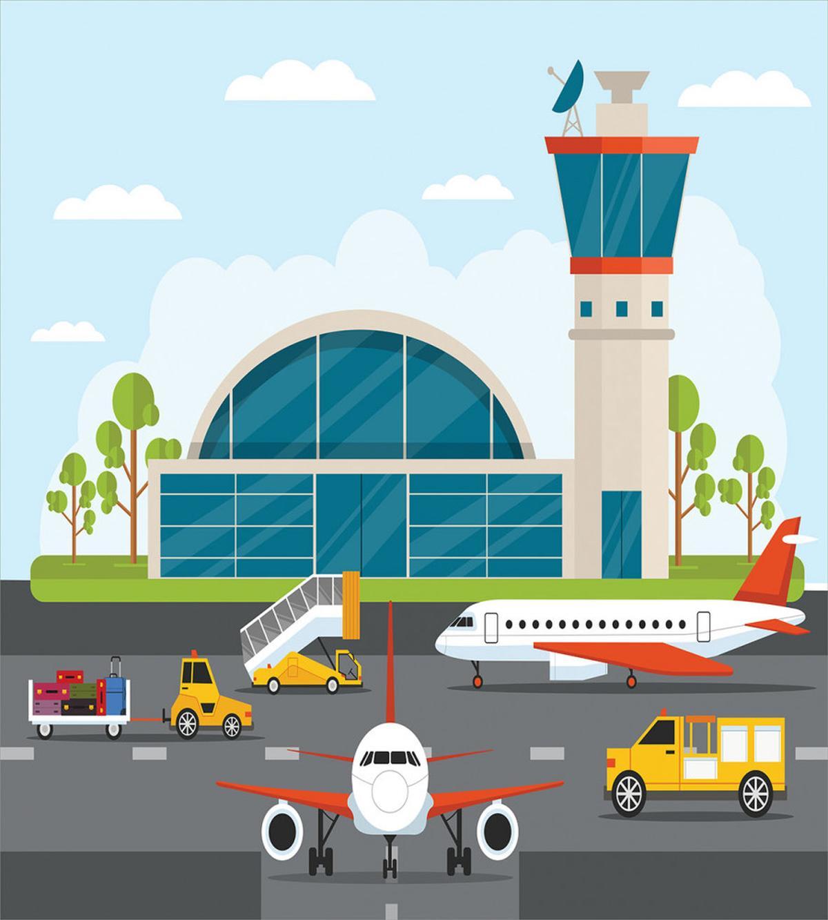 Cartoon Airfield Elements — Pattern
