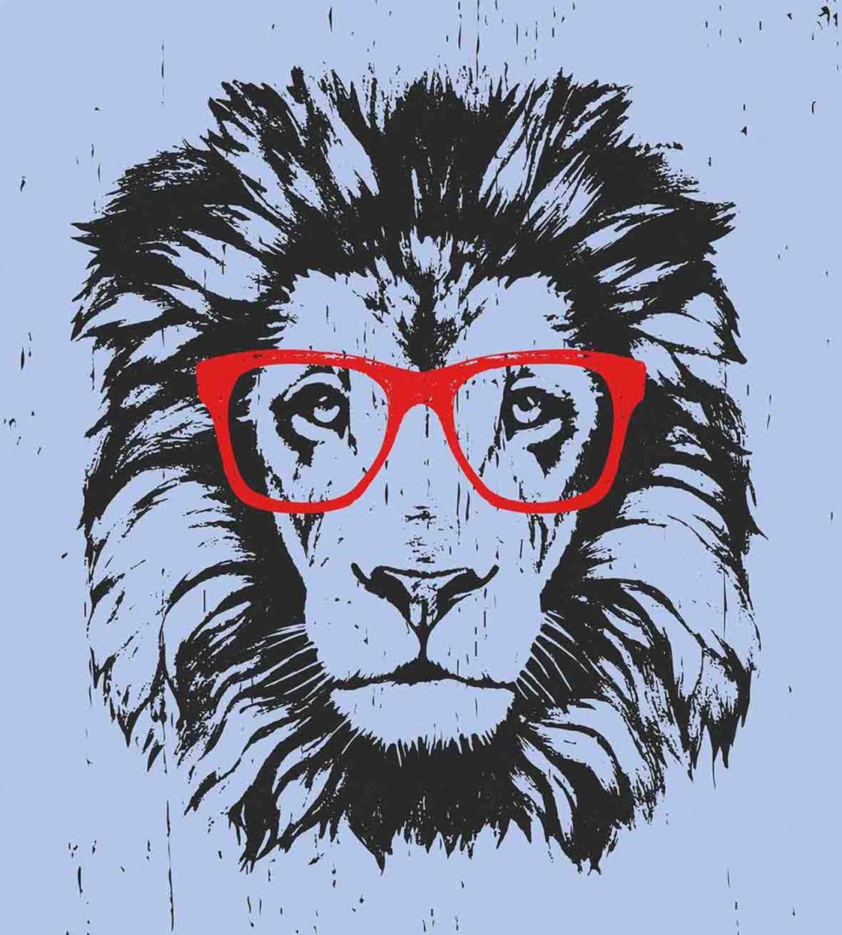 Lion and Hipster Glasses — Pattern