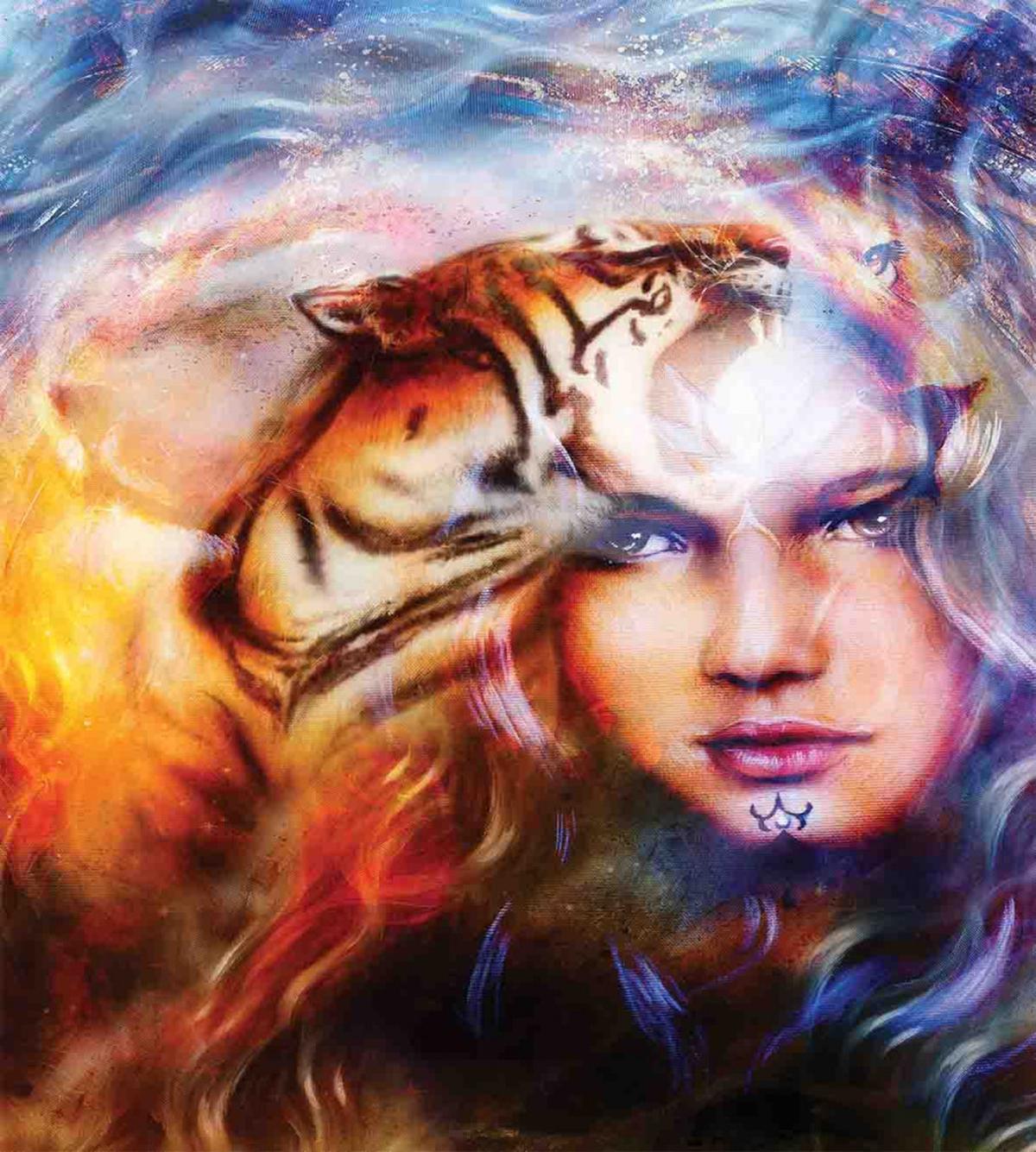 Tiger and Lion Head — Pattern