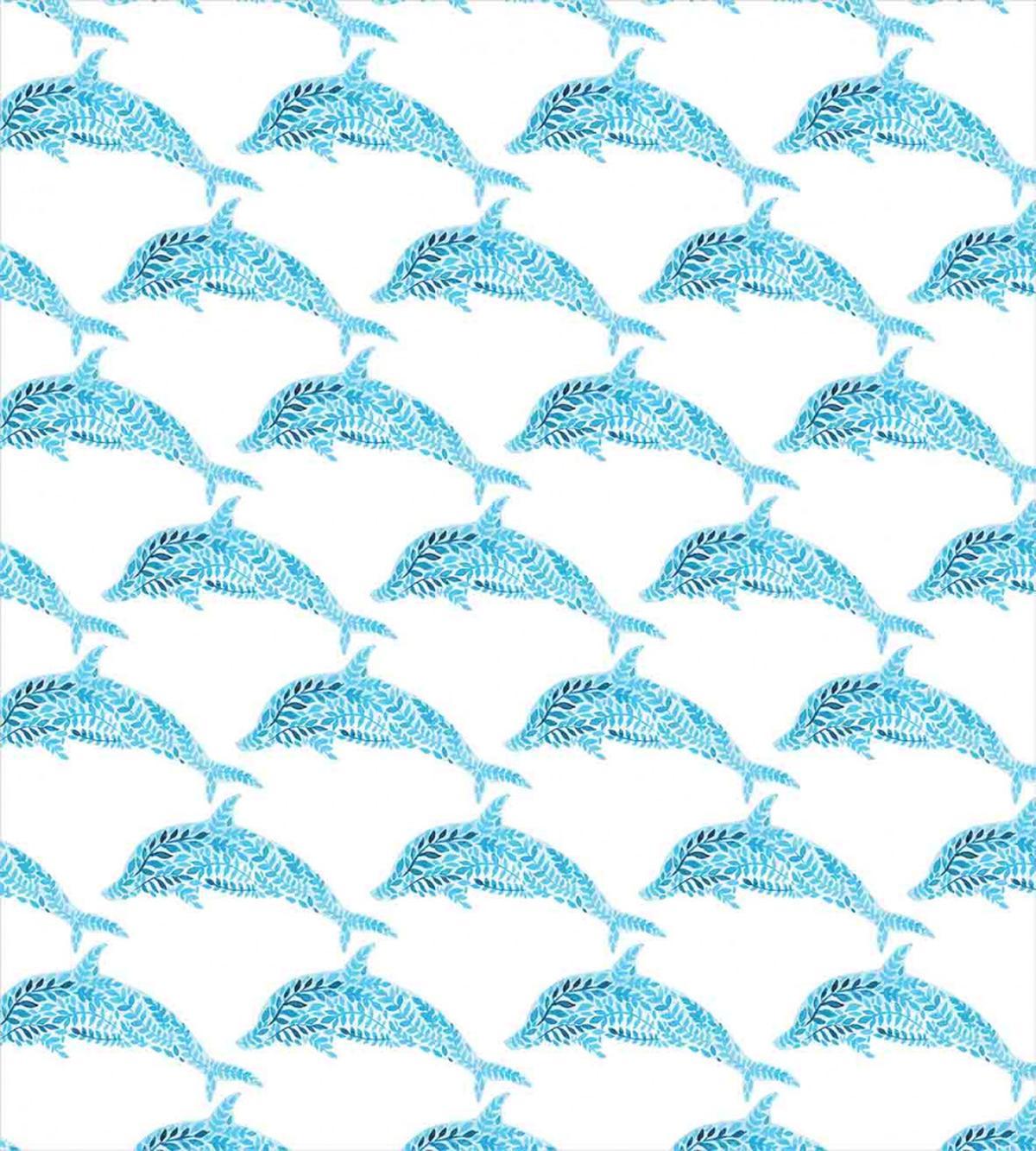 Aqua Dolphins Leaves — Pattern